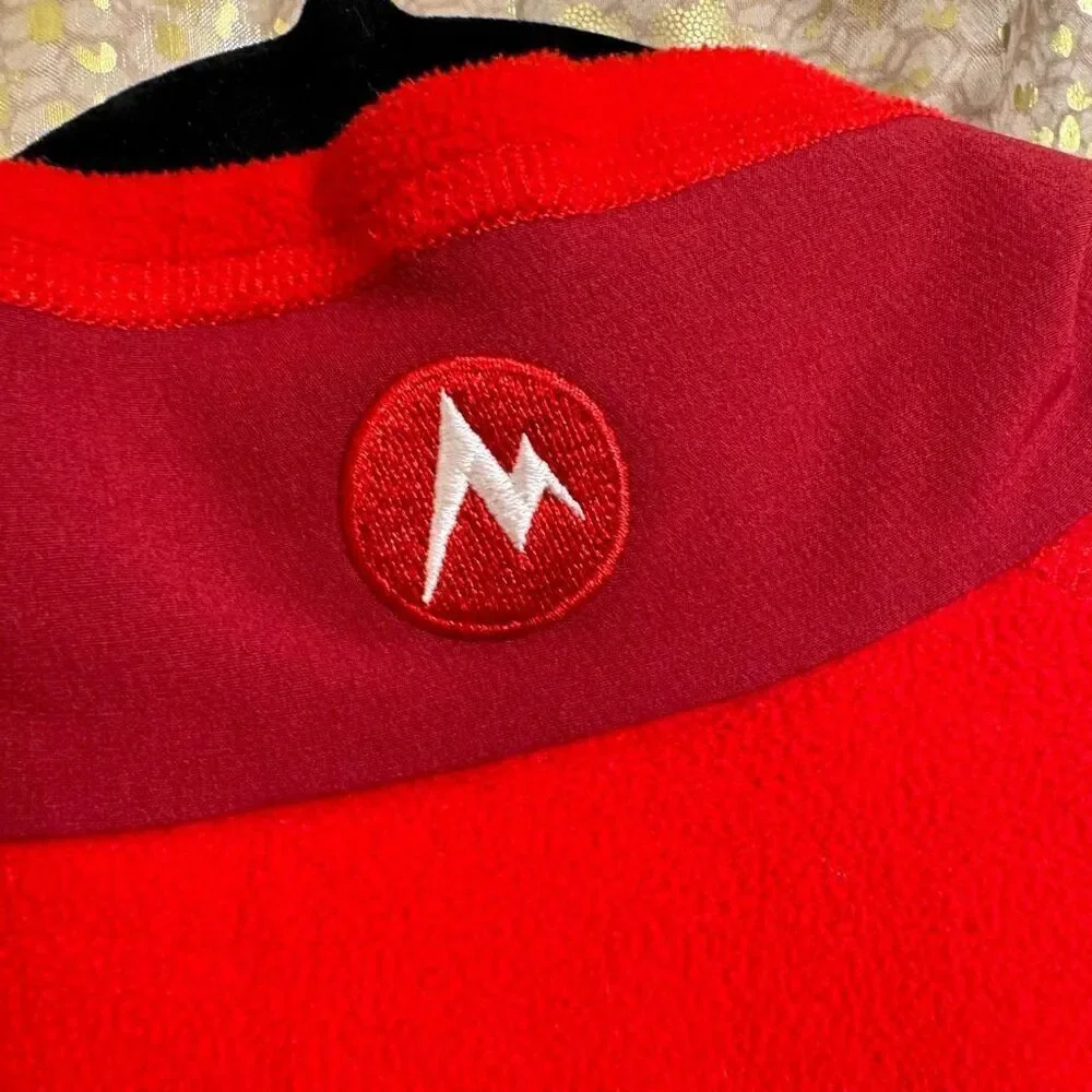 Vintage 2000's Marmot Polartec Red Fleece‎ Pullover Quarter Zip Med
